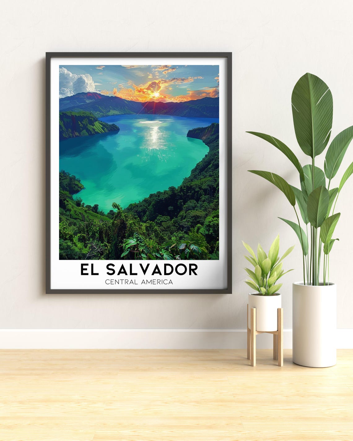 El Salvador Lake Coatepeque Sunset Turquoise Crater Lake Poster - Image 3