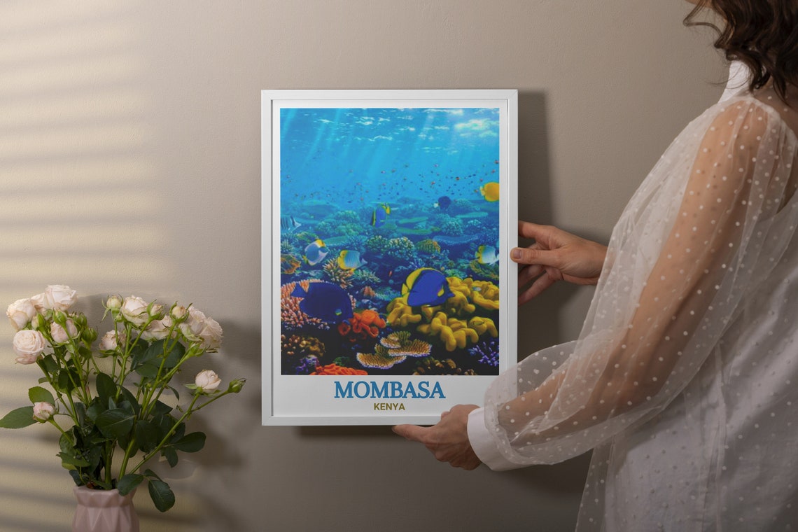 Mombasa Kenya Coral Reef Tropical Fish Dive Adventure Travel Poster - Image 2