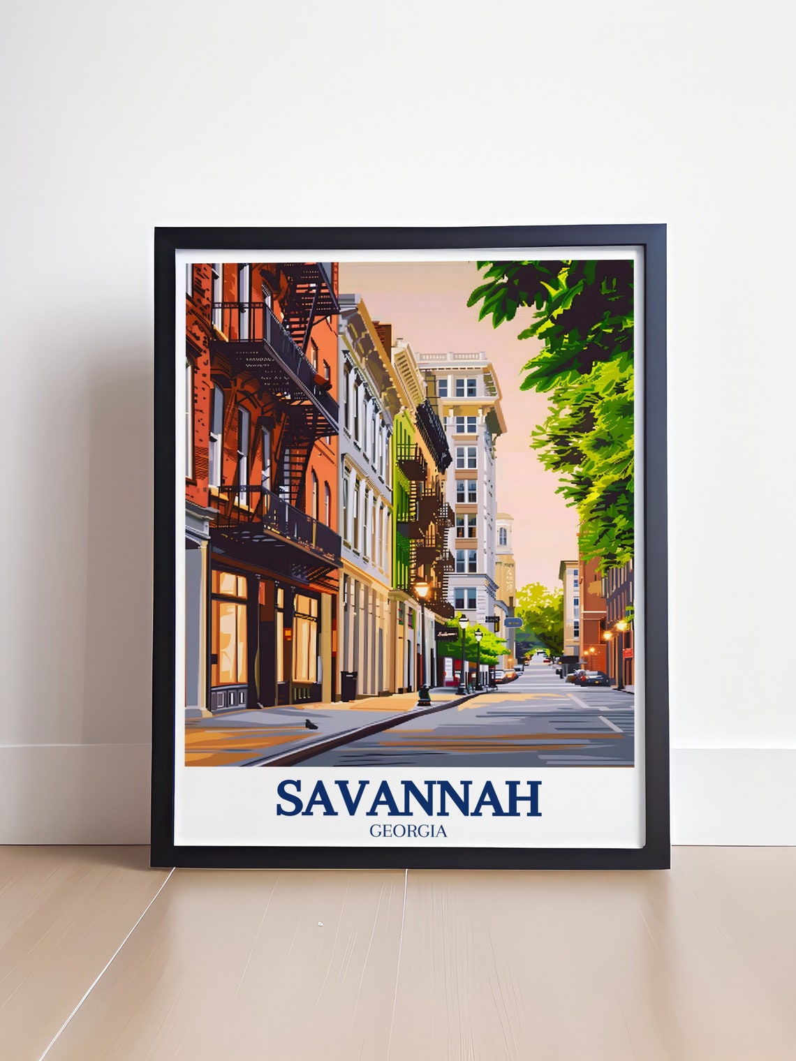 Savannah Georgia Broughton Street Historic Sunset City Poster - Image 4