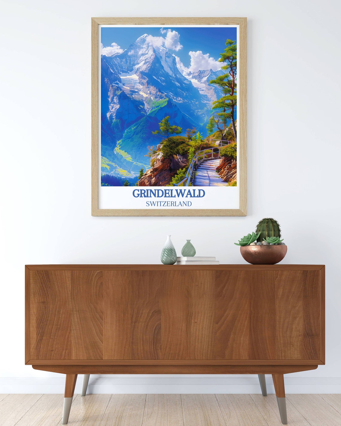 Grindelwald Switzerland Mountain Trail With Snowy Peak Poster - Image 3