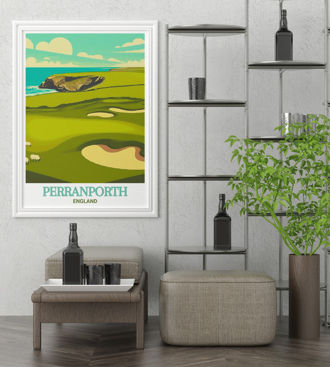 Perranporth Coastal Golf Course Cornwall Vintage Travel Poster - Image 3