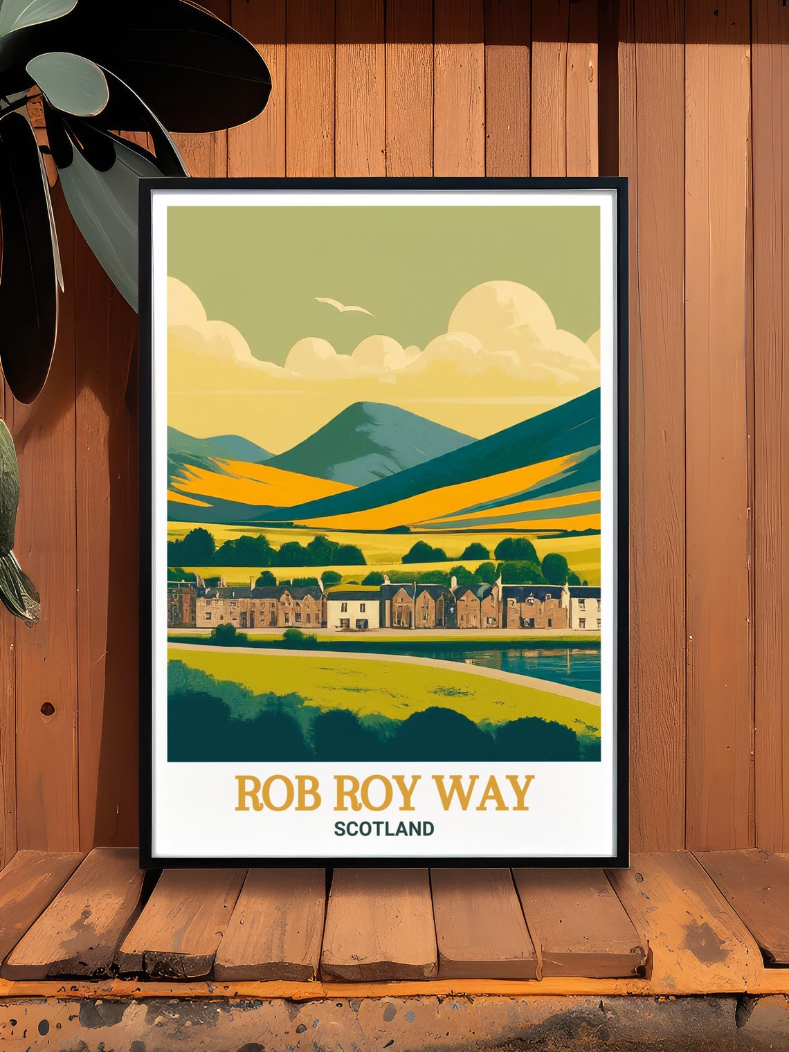 Rob Roy Way Scotland Village River Golden Mountain Sunset Poster - Image 2