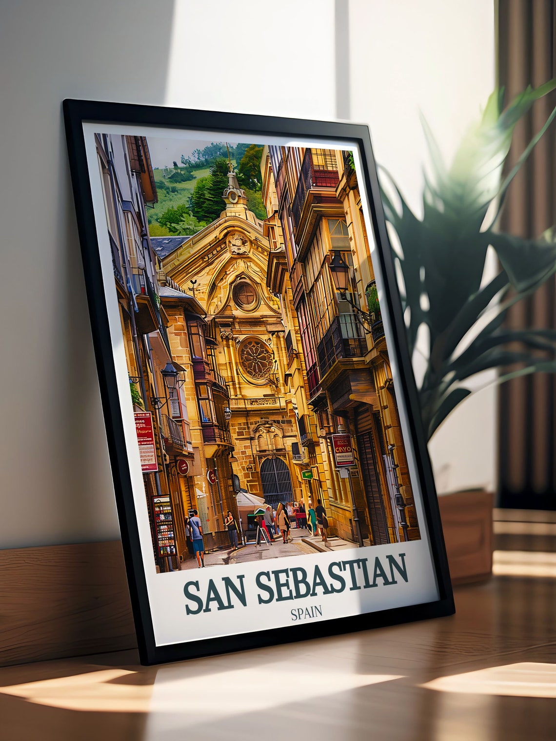 San Sebastian Travel Print Old Town Santa Maria Church Art San Sebastian Prints And Spain Art Gifts San Sebastian Art And Posters - Image 3