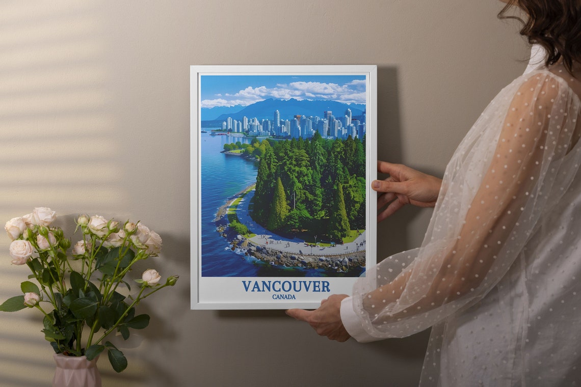 Vancouver Canada Stanley Park Seawall City Skyline Travel Poster - Image 2
