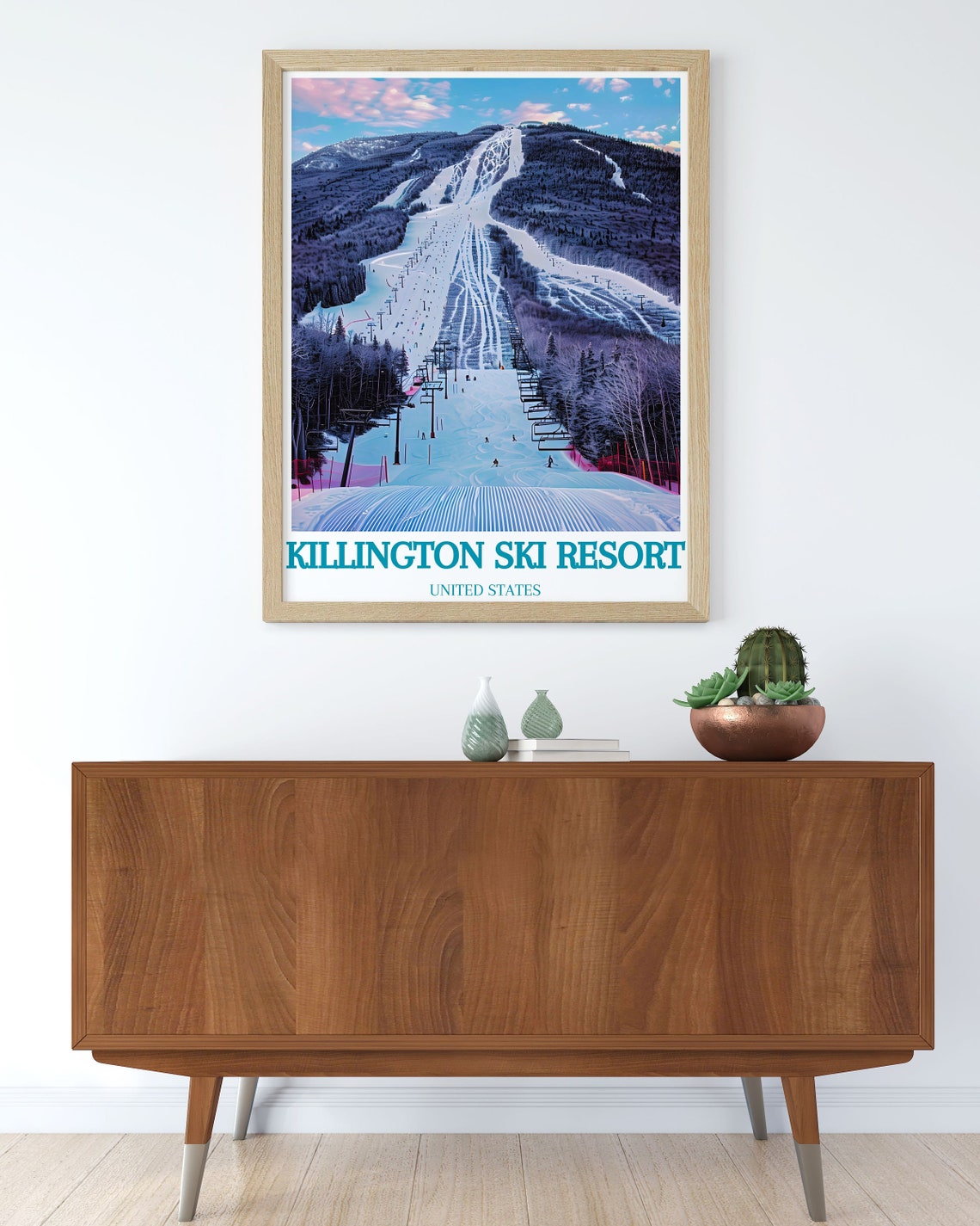 Killington Ski Resort Snowy Slopes Vermont Winter Travel Poster - Image 2