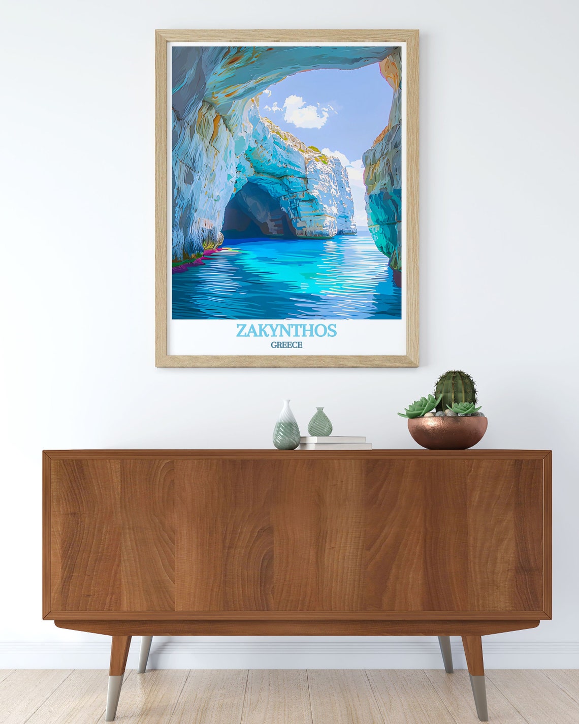 Zakynthos Blue Caves Sea Grotto Turquoise Water Travel Poster - Image 2
