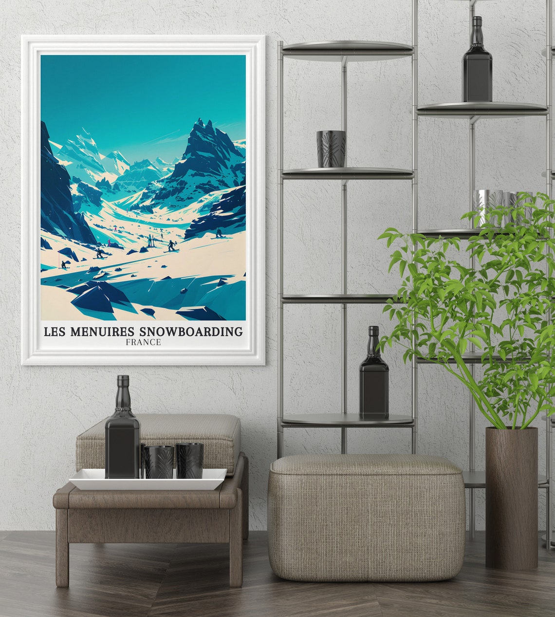 Les Menuires Snowboarding France Alpine Slopes Three Valleys Poster - Image 2