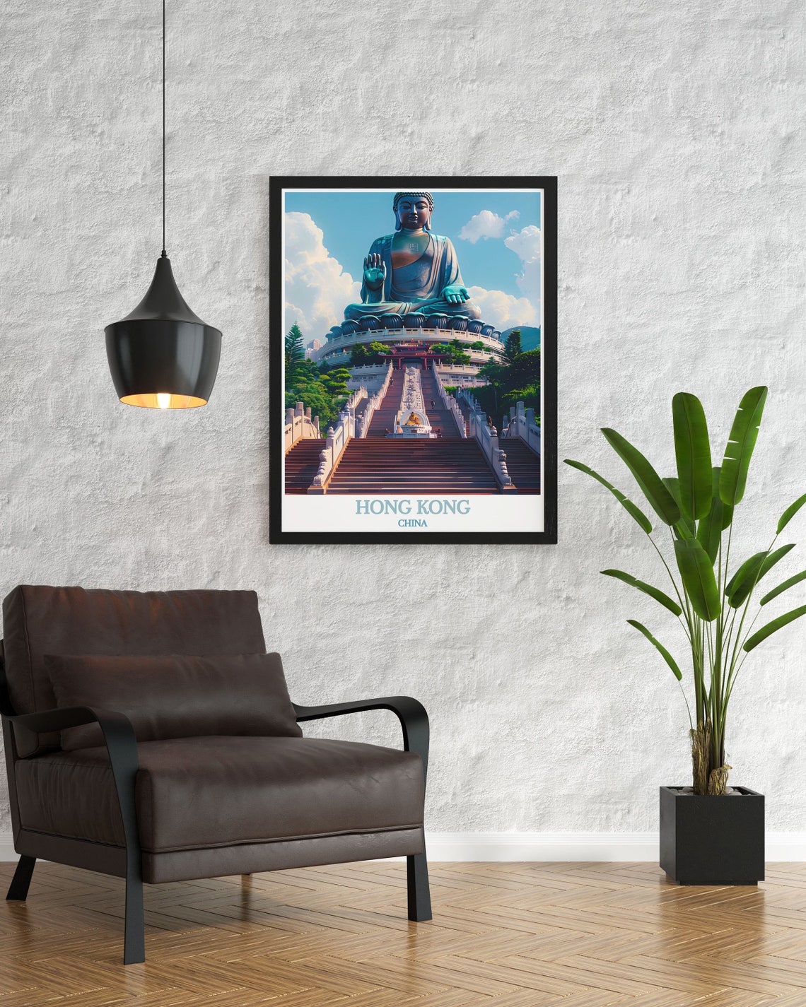 Tian Tan Buddha Hong Kong Big Buddha Stone Steps Travel Poster - Image 3