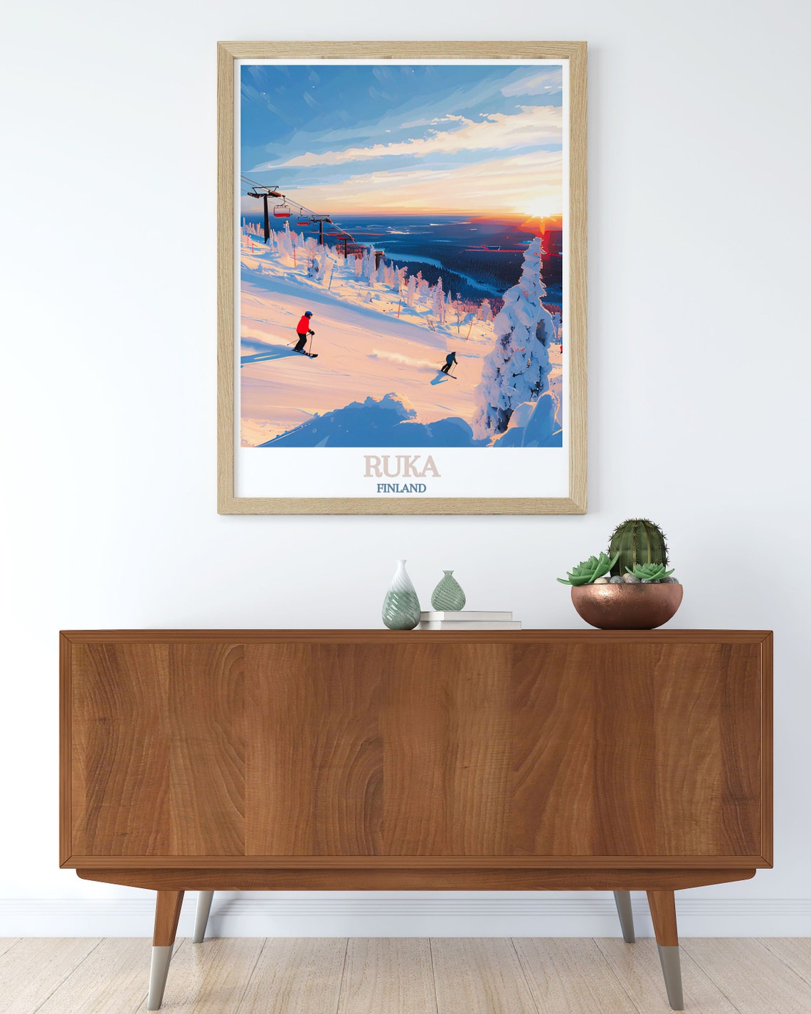 Ruka Finland Travel Print Ruka Ski Slopes Travel Poster Finland Travel Print Ruka Ski Slopes Decor Ruka Finland Ski Resort Poster - Image 2