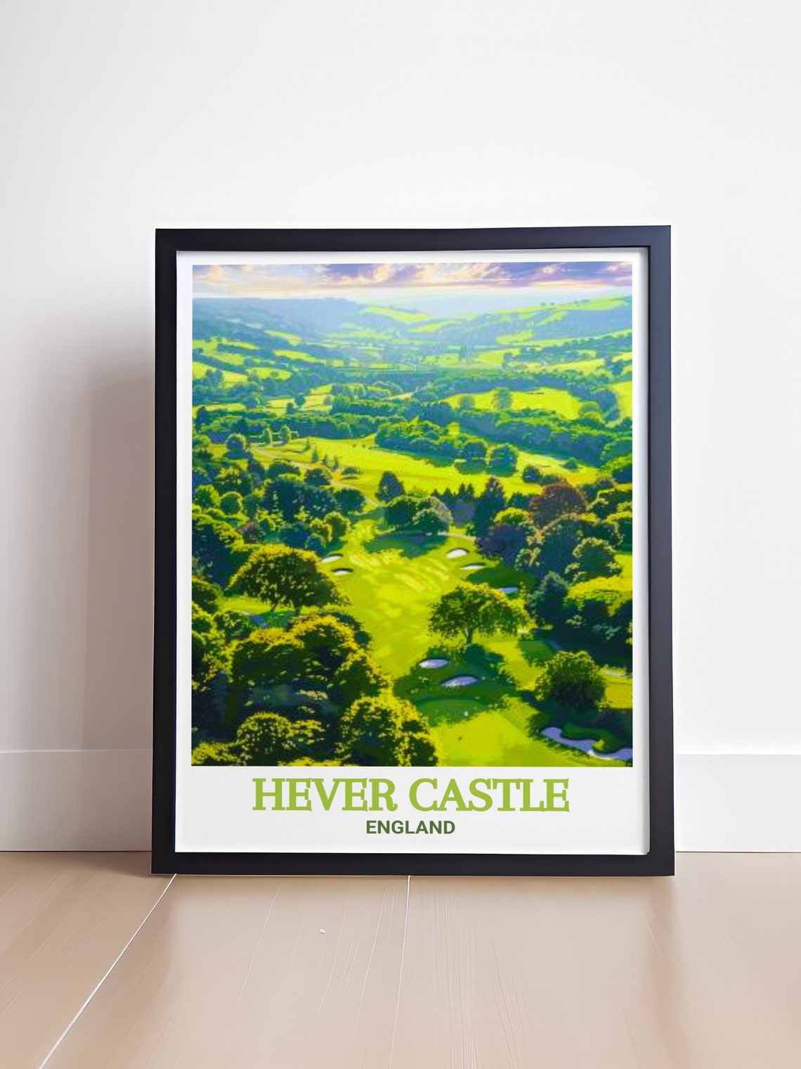 Aerial Hever Castle Golf Course Kent England Travel Scene Poster - Image 4