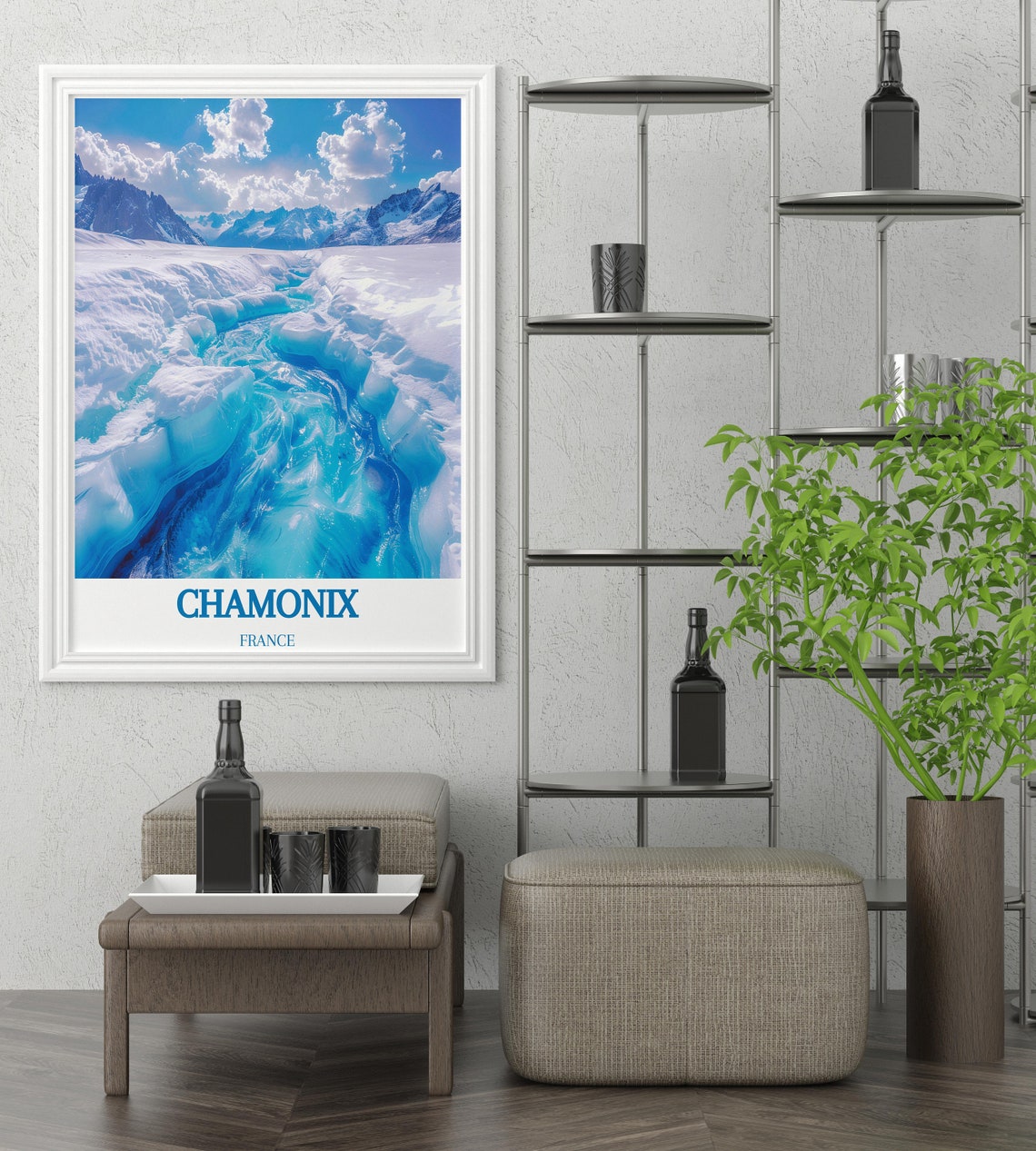 Chamonix France Mer De Glace Blue Ice Glacier Crevasse Travel Poster - Image 3