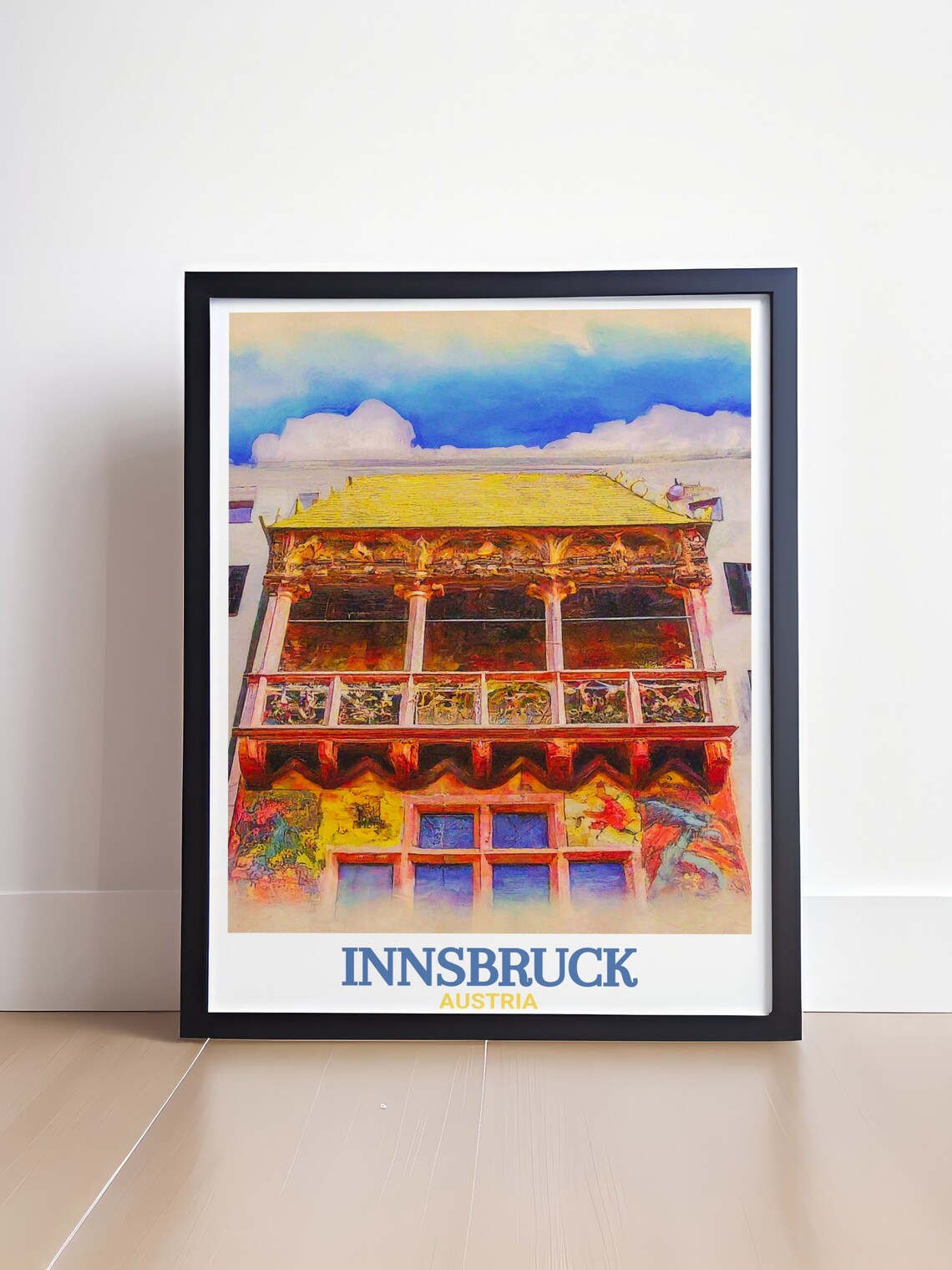 Innsbruck Austria Golden Roof Landmark Watercolor Detail Poster - Image 4