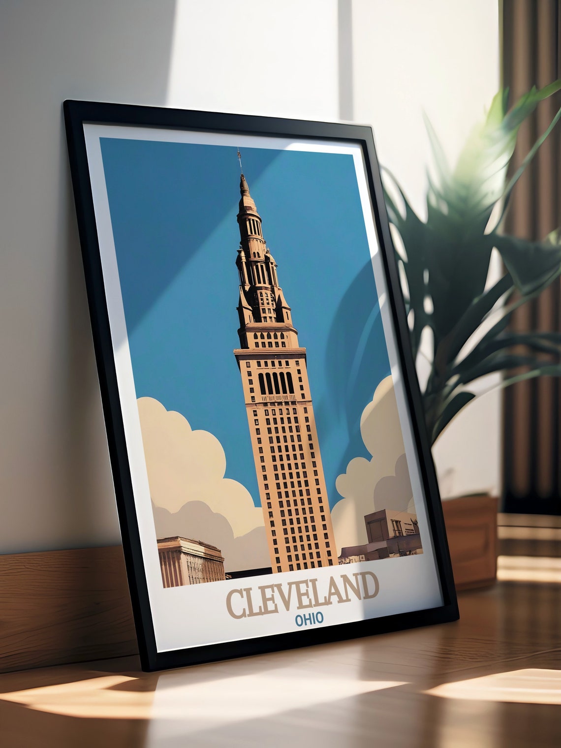 Ohio Cleveland Terminal Tower Historic Skyscraper Minimal Poster - Image 3