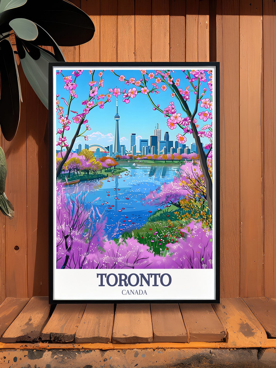 Toronto CN Tower Cherry Blossom Spring Canada Scenic Travel Poster - Image 3