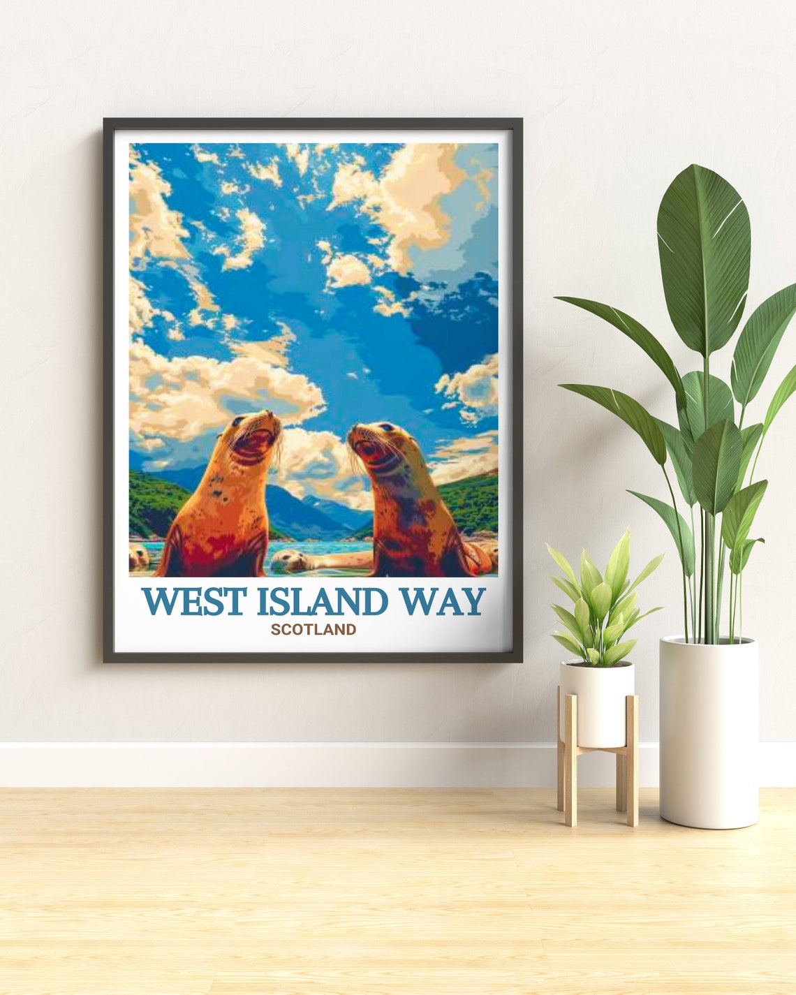 West Island Way Scotland Seals Wildlife Sunny Bay View Poster - Image 3