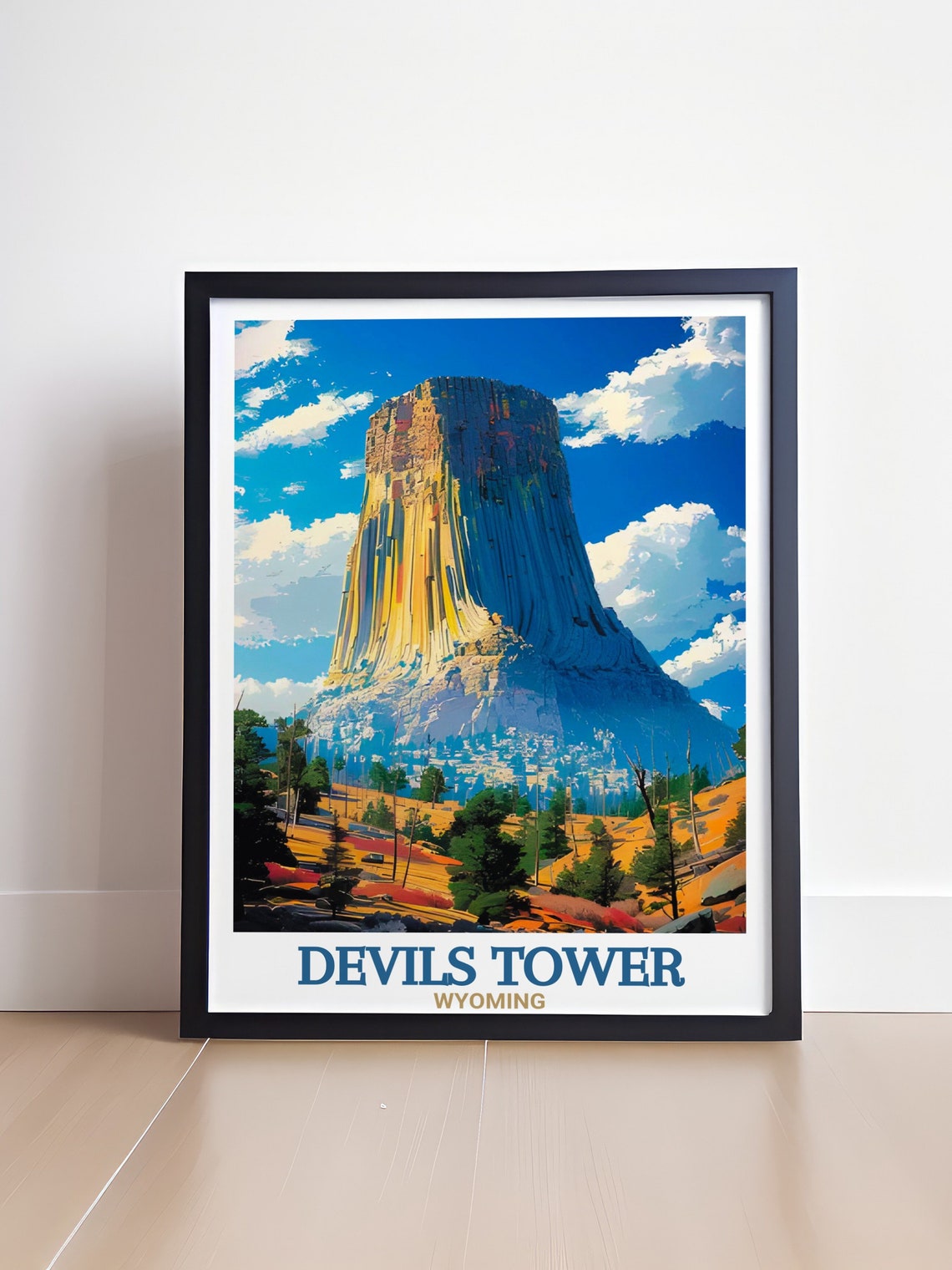 Devils Tower Wyoming National Monument Rock Column Sunset Poster - Image 4