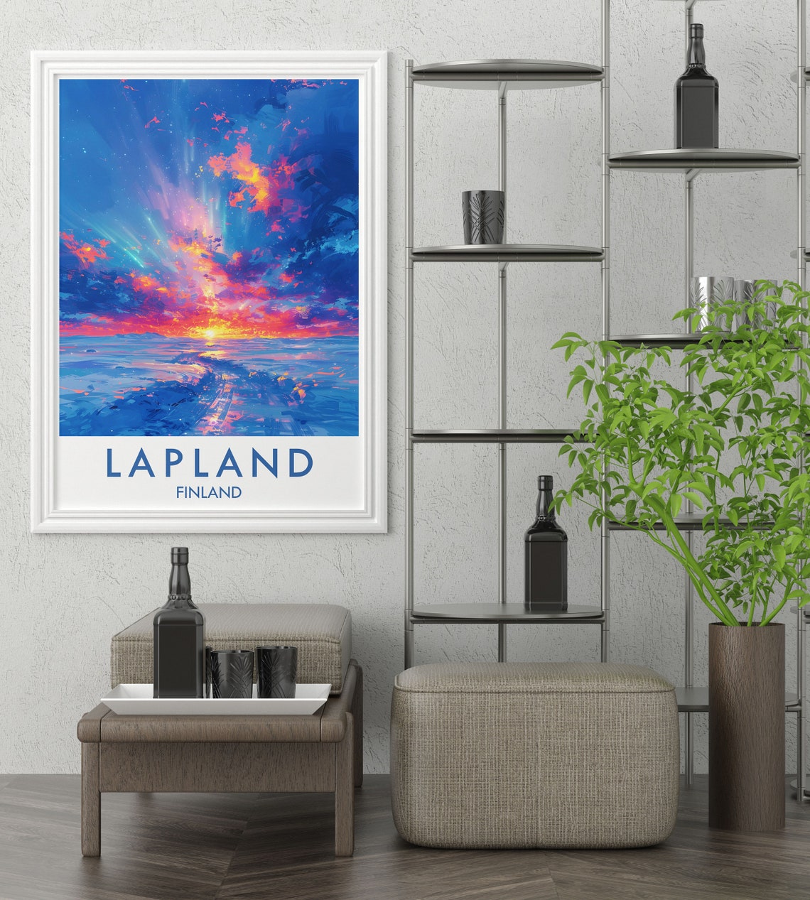 Lapland Finland Colorful Northern Lights Aurora Sky Art Poster - Image 3