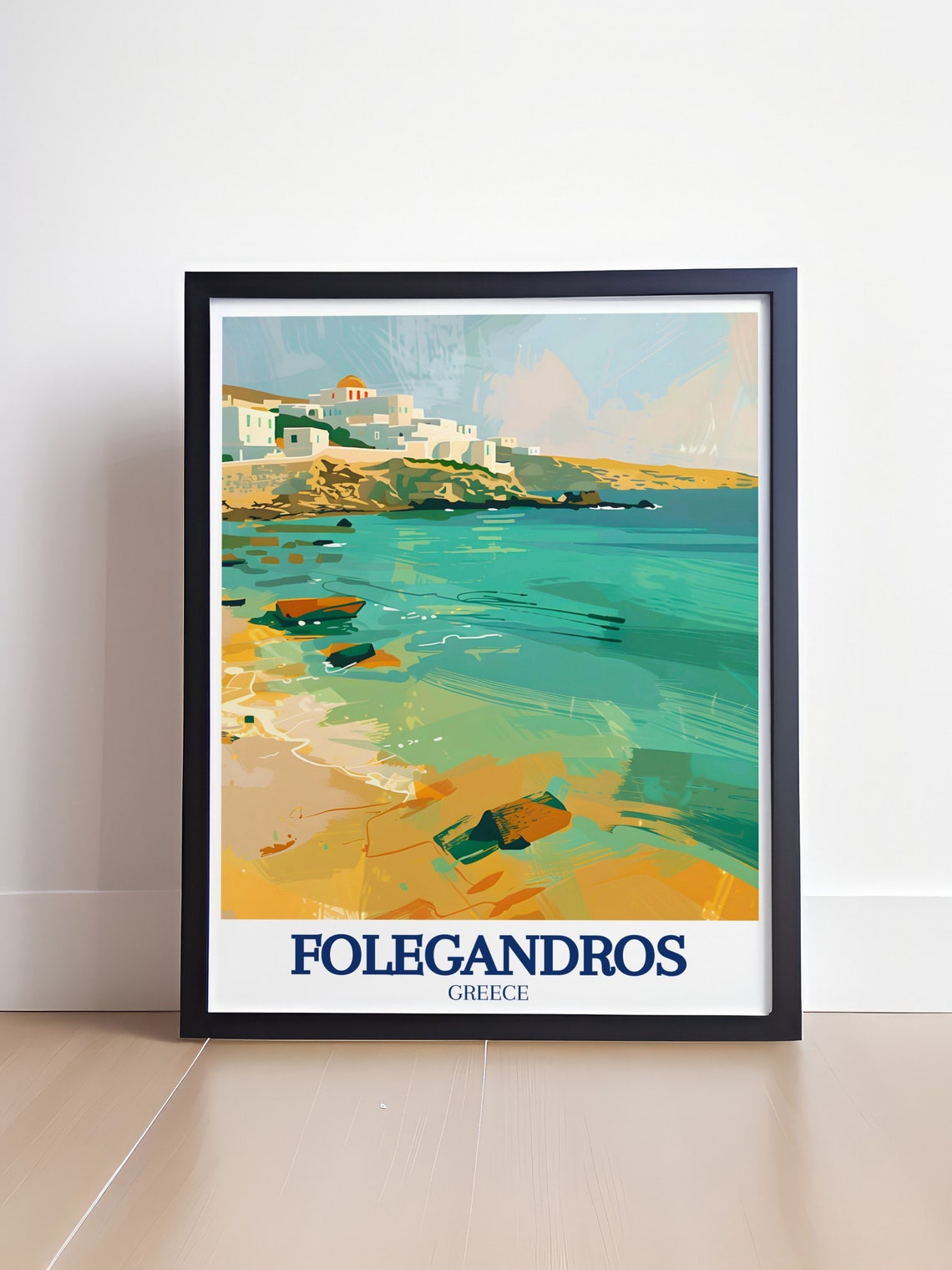 Folegandros Bay White Village on the Aegean Coast Greece Poster - Image 4