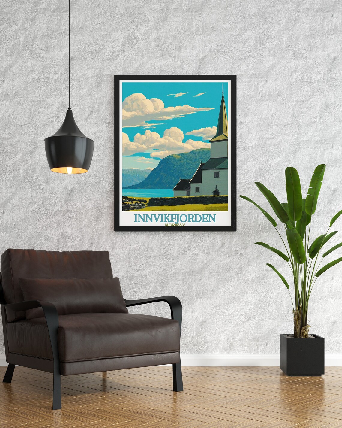 Innvikfjorden Norway Innvik Church Fjord Shore Summer Travel Poster - Image 3