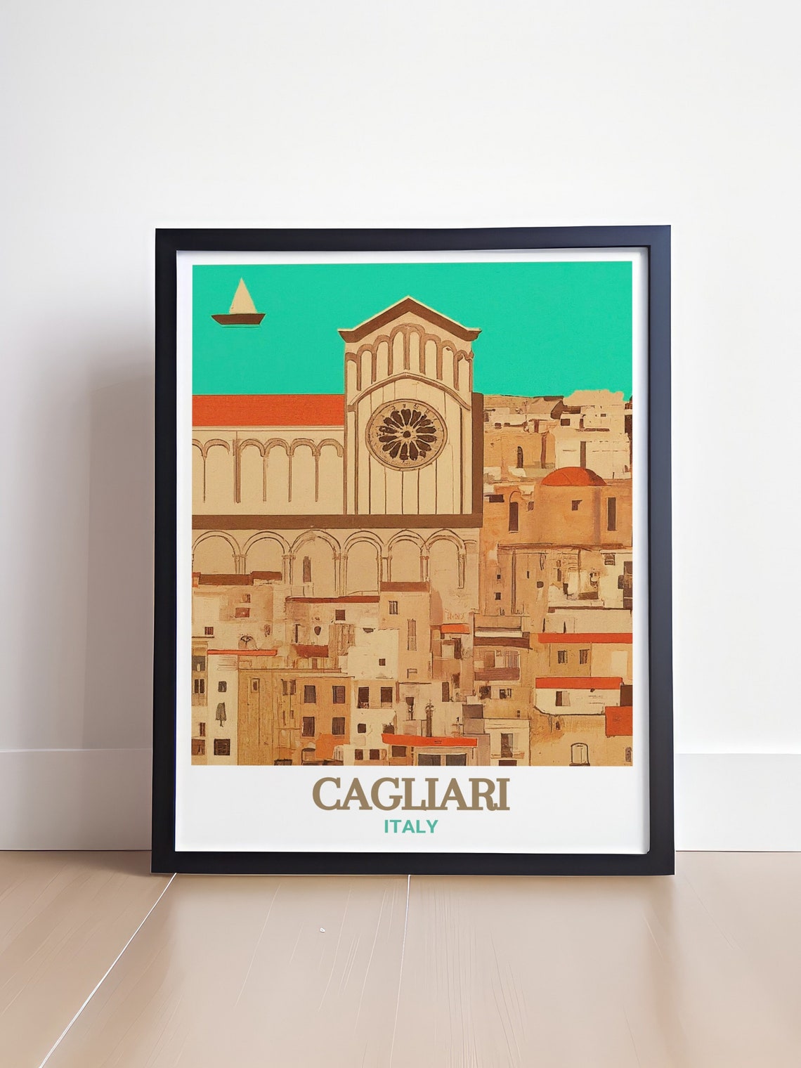 Cagliari Castello District Cathedral Tower and Old Rooftops Poster - Image 4