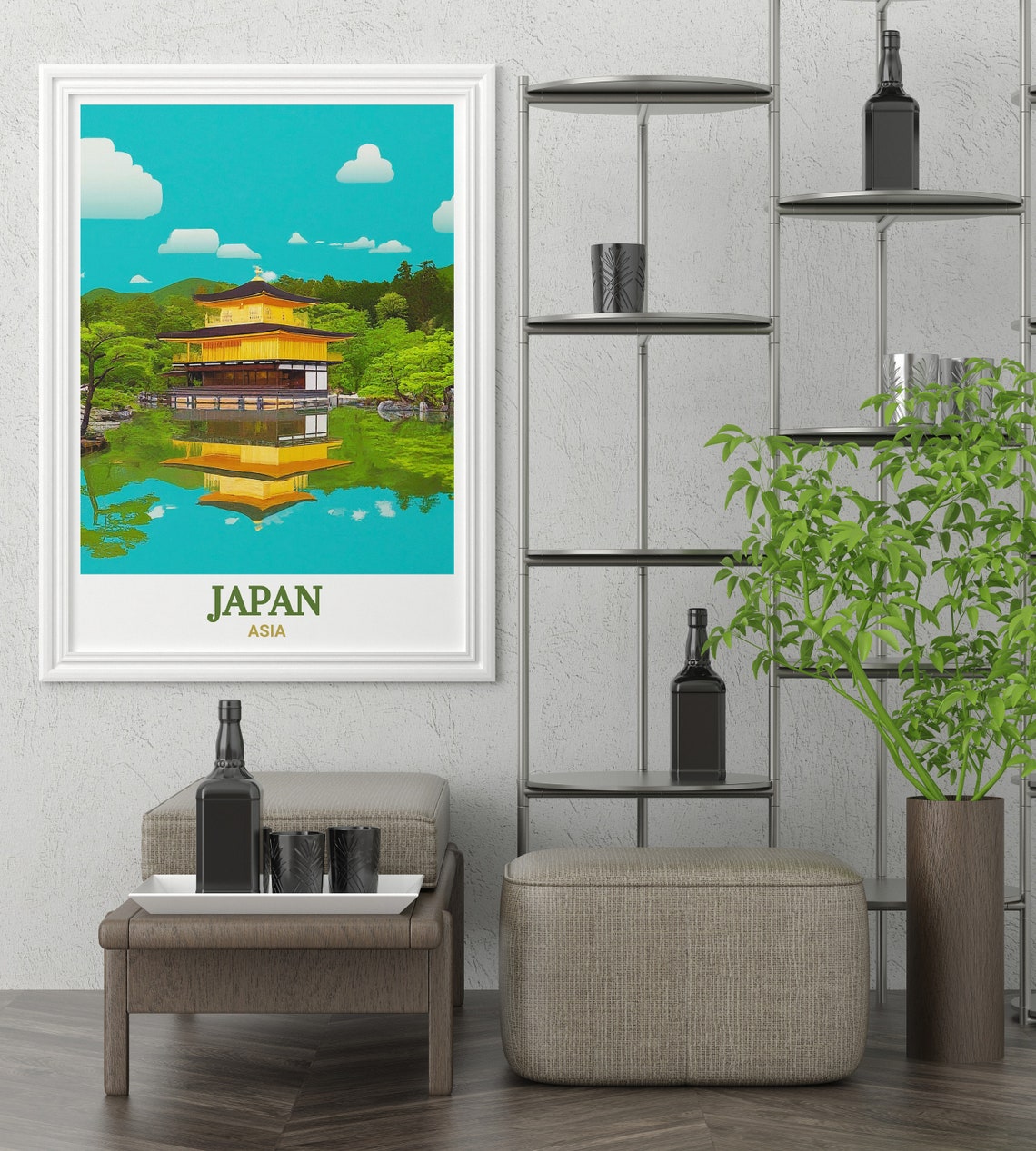 Kyoto Kinkakuji Golden Pavilion Pond Reflection Japan Travel Poster - Image 3
