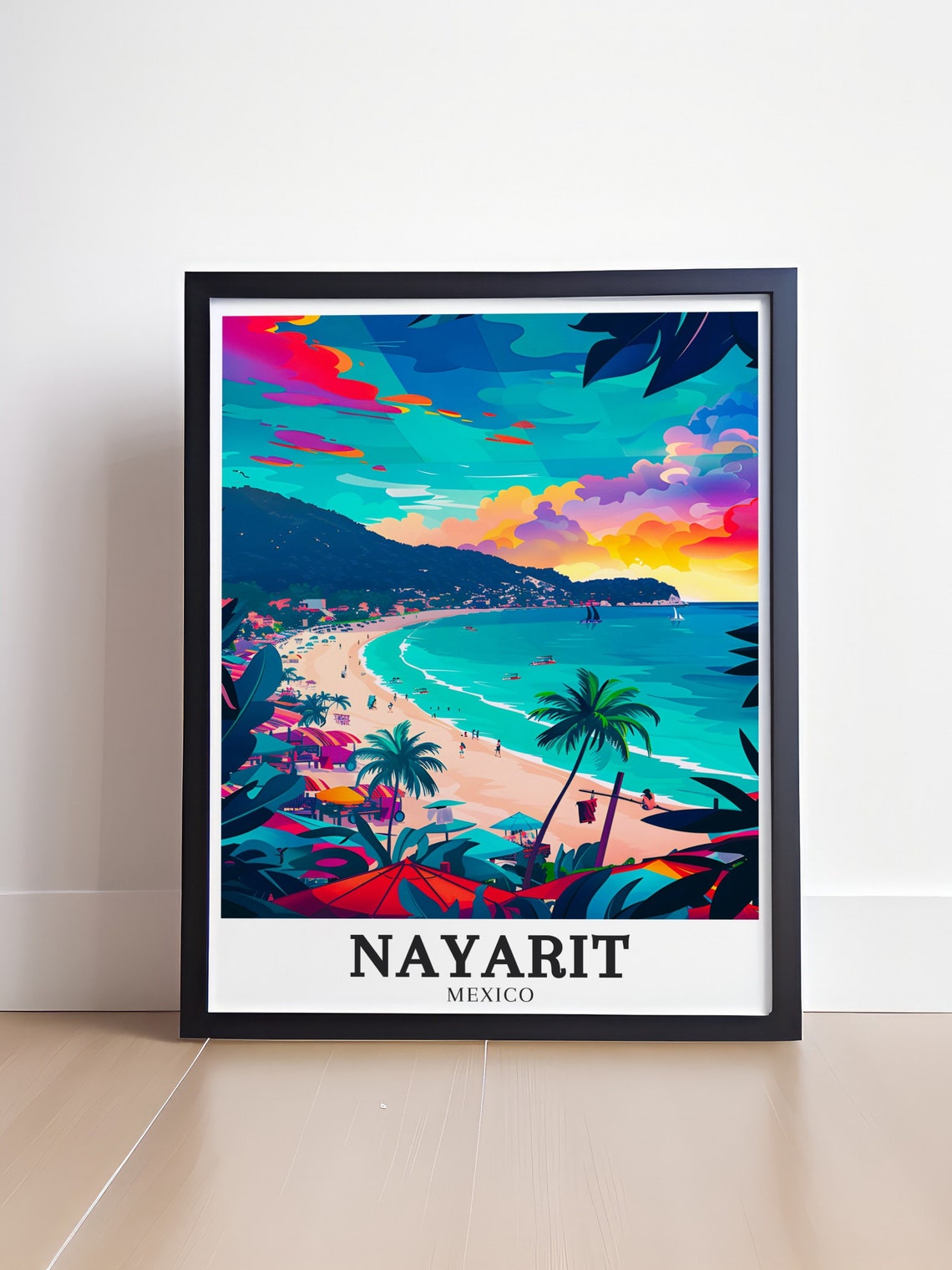 Nayarit San Pancho Beach Sunset Palms Vibrant Coastal Poster - Image 4