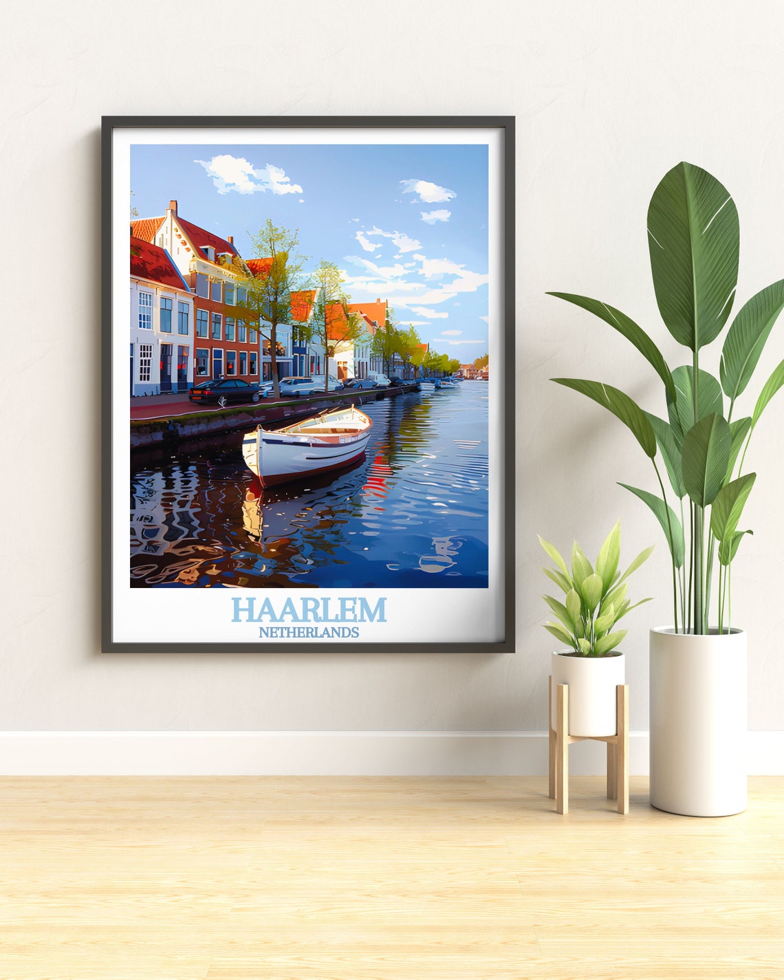 Haarlem Netherlands Spaarne River Canal Quiet Bright Morning Poster - Image 3