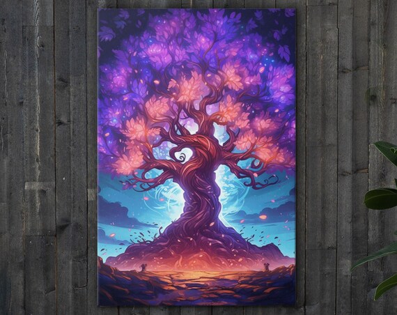 Lofi Style Art Tree Of Life Cozy Room Vibe Print Wall Decor Cozy Bedroom Wall Art Lofi Aesthetic Lofi Art Print