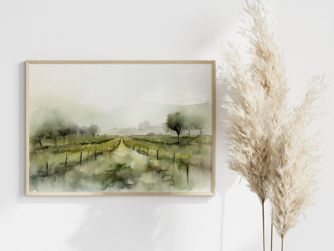 Vineyard Watercolor Art Print, Napa Valley Landscape - Image 4