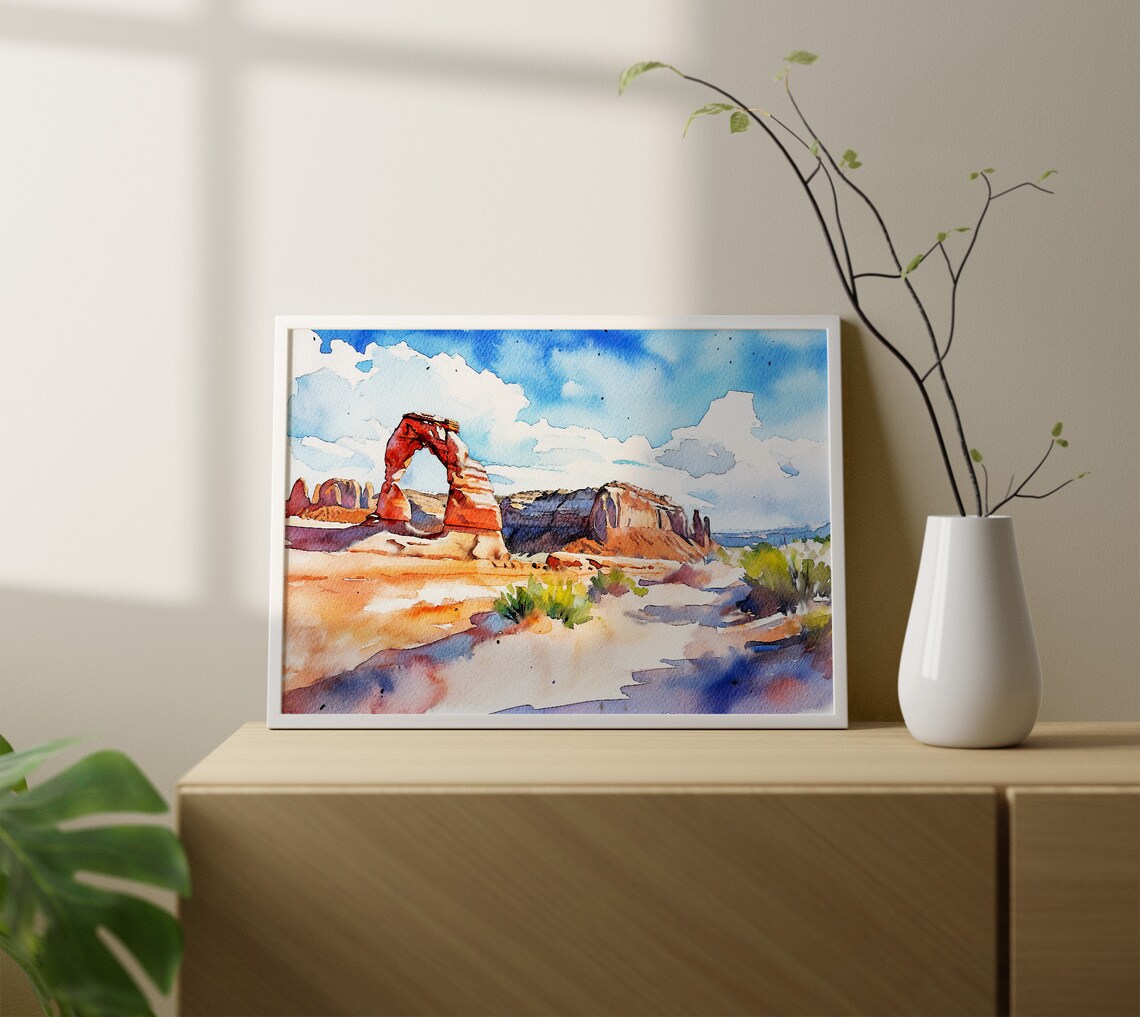 Arches National Park, Delicate Arch Watercolor Art Print - Image 3