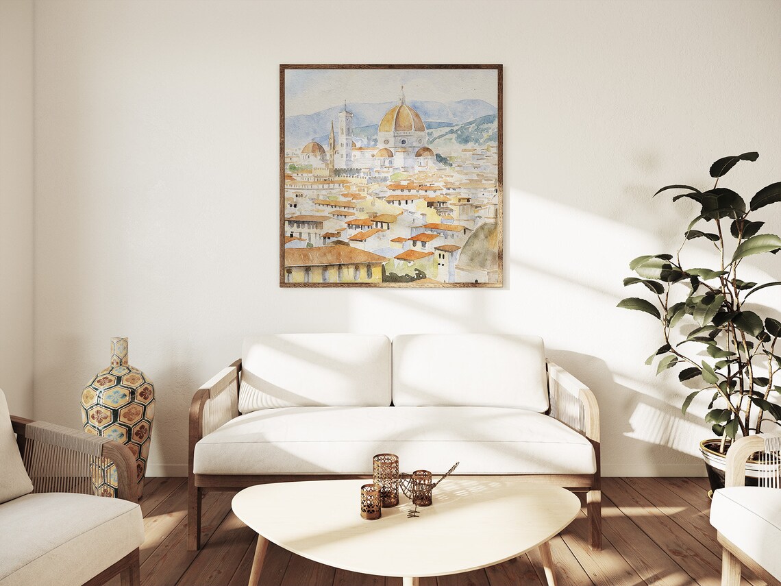 Florence Watercolor Travel Poster, Italian Cityscape - Image 2