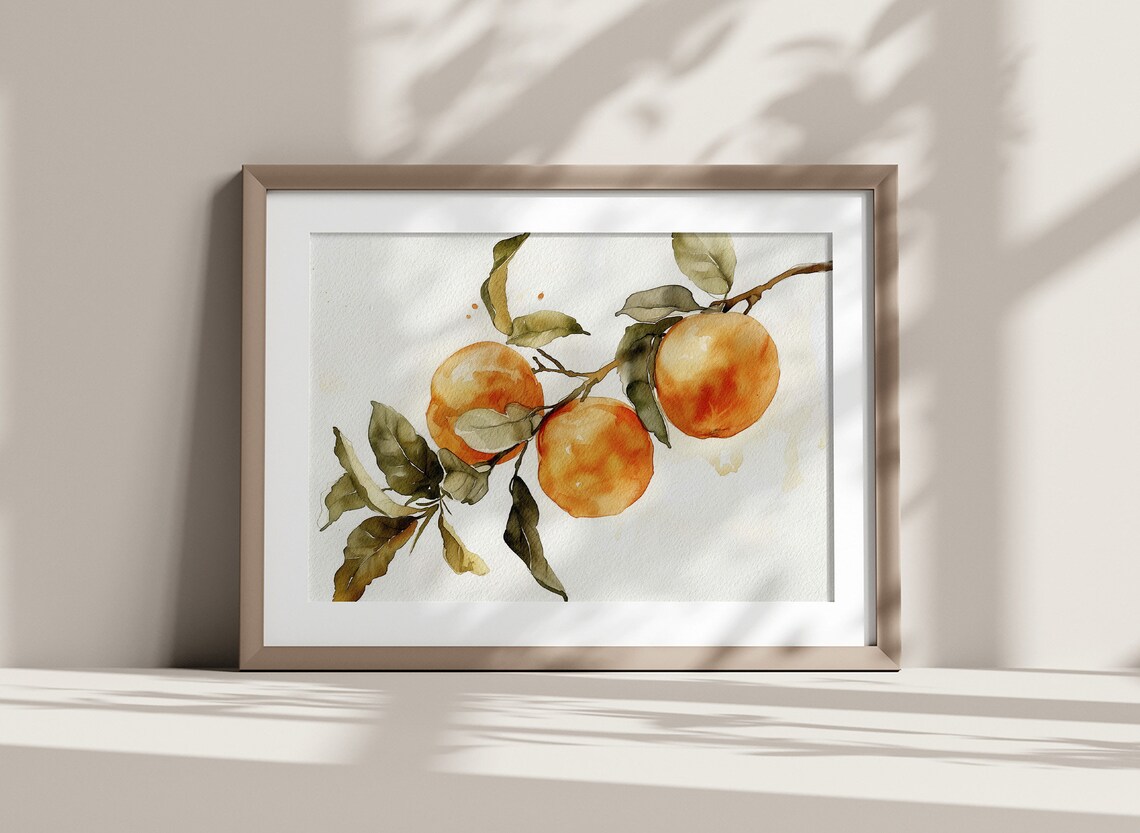 Orange Tree Watercolor Art Print, Botanical Kitchen Decor - Image 2