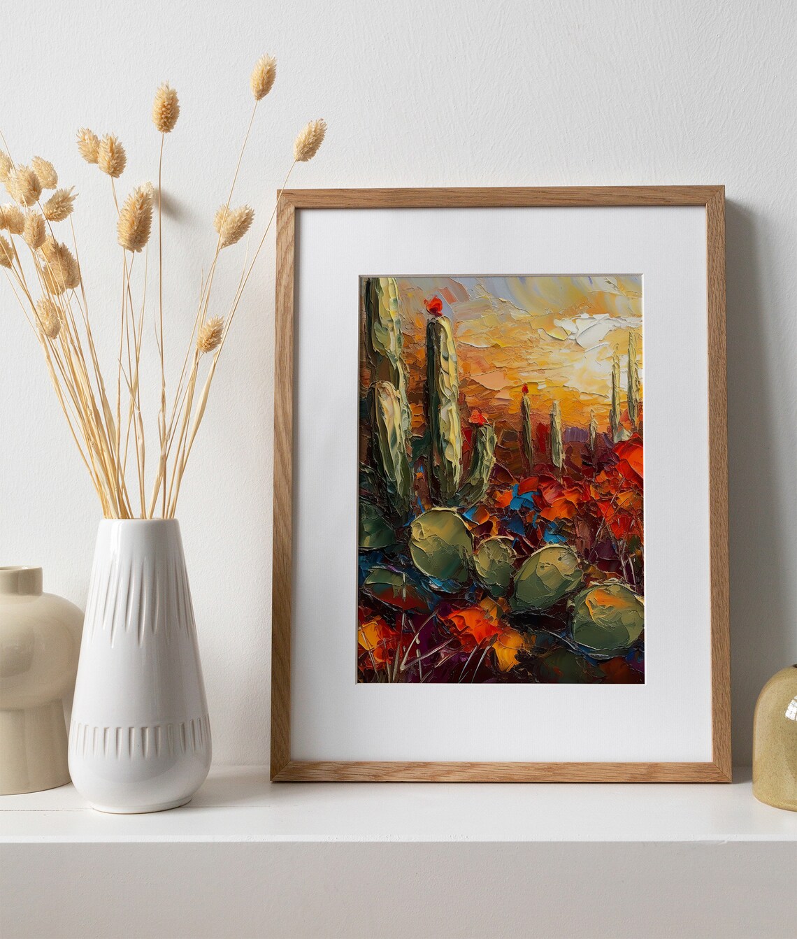 Arizona Desert Saguaro Cactus, Oil-Style Art Print - Image 4