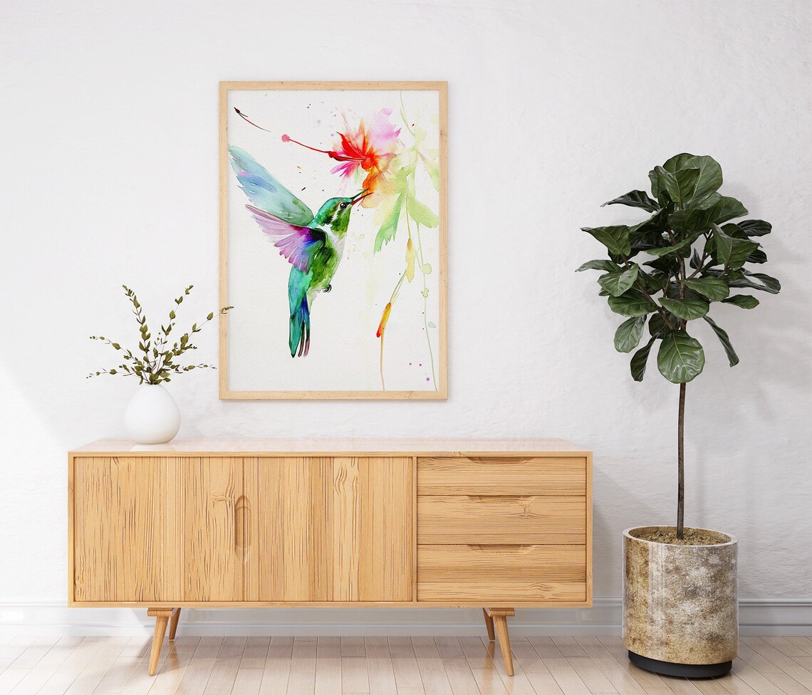 Hummingbird Watercolor Art Print, Tropical Bird - Image 3