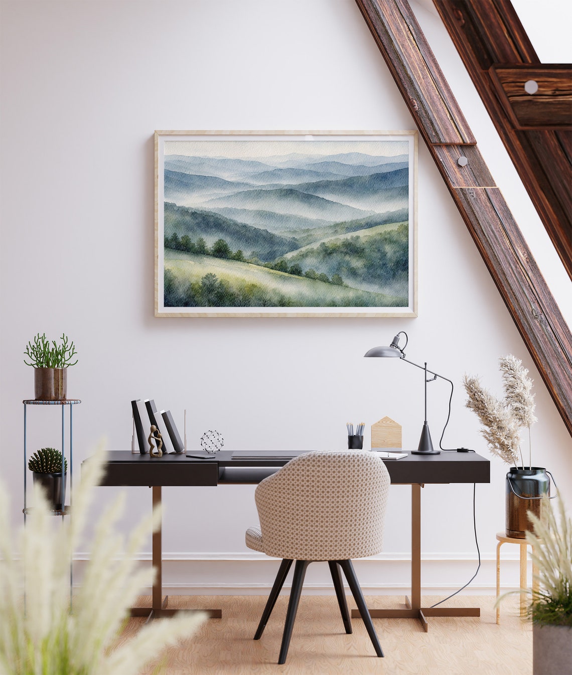 Smoky Mountains Misty Ridges Foggy Forest Watercolor Landscape Poster - Image 4