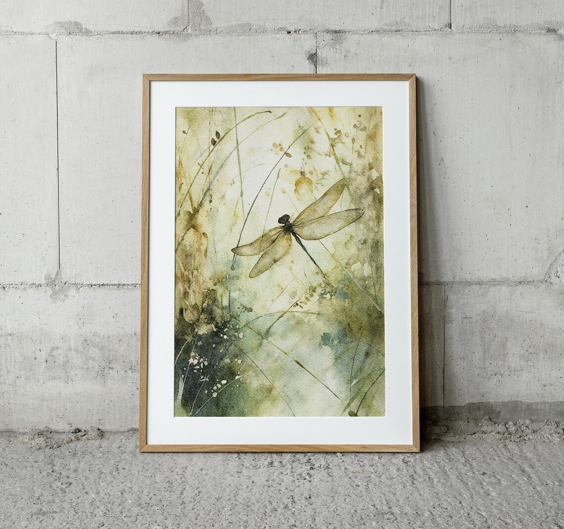 Dragonfly Floral Watercolor Poster Print - Image 2