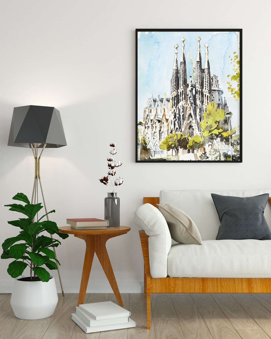 Barcelona Sagrada Familia Watercolor Travel Poster - Image 4