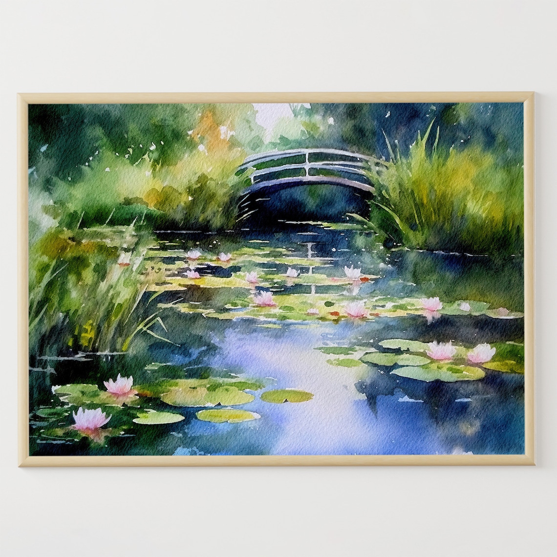 Monet-Inspired Water Lily Pond Watercolor Art Print