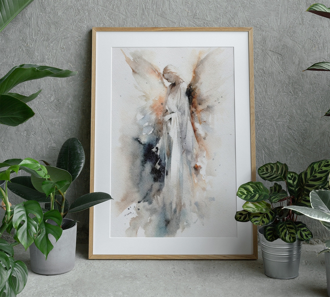 Guardian Angel Watercolor Abstract Angel Art Print - Image 5