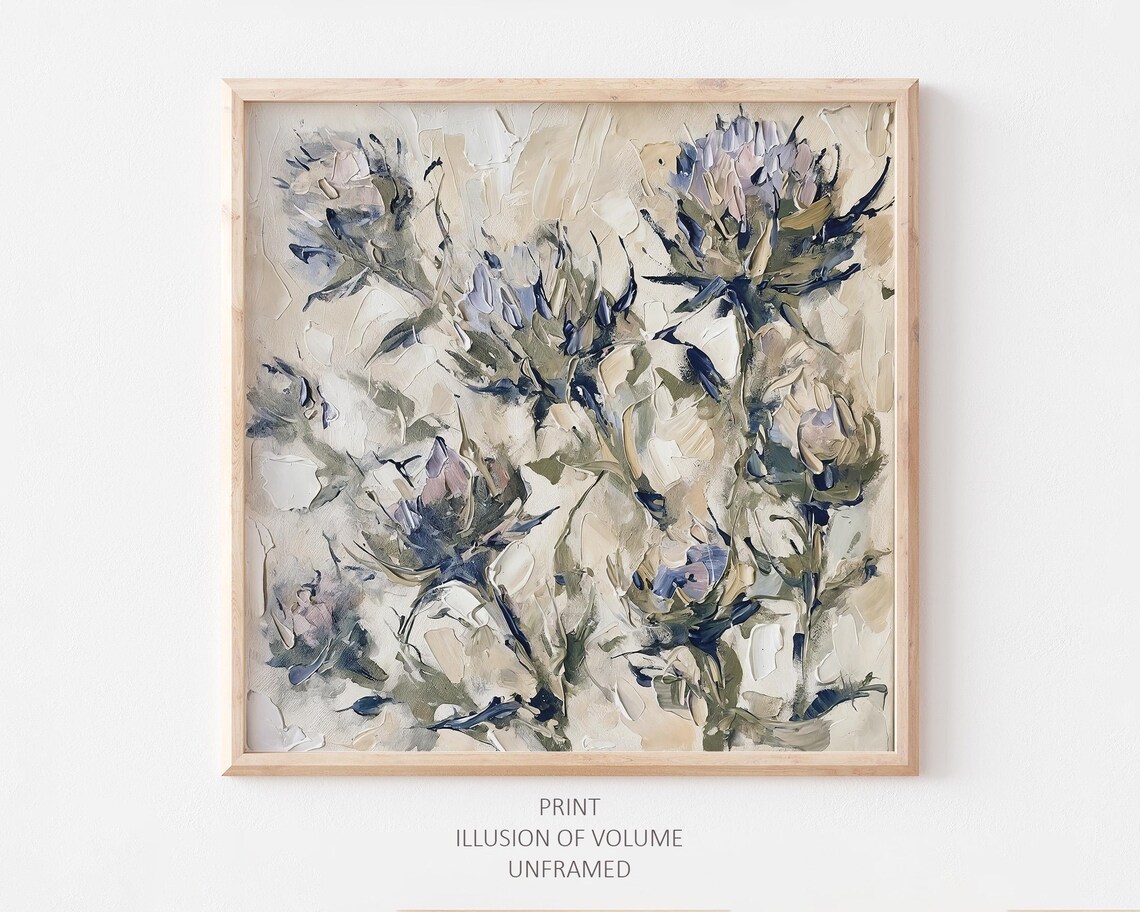 Thistle Oil-Painting Art Print, Scottish Farmhouse Decor