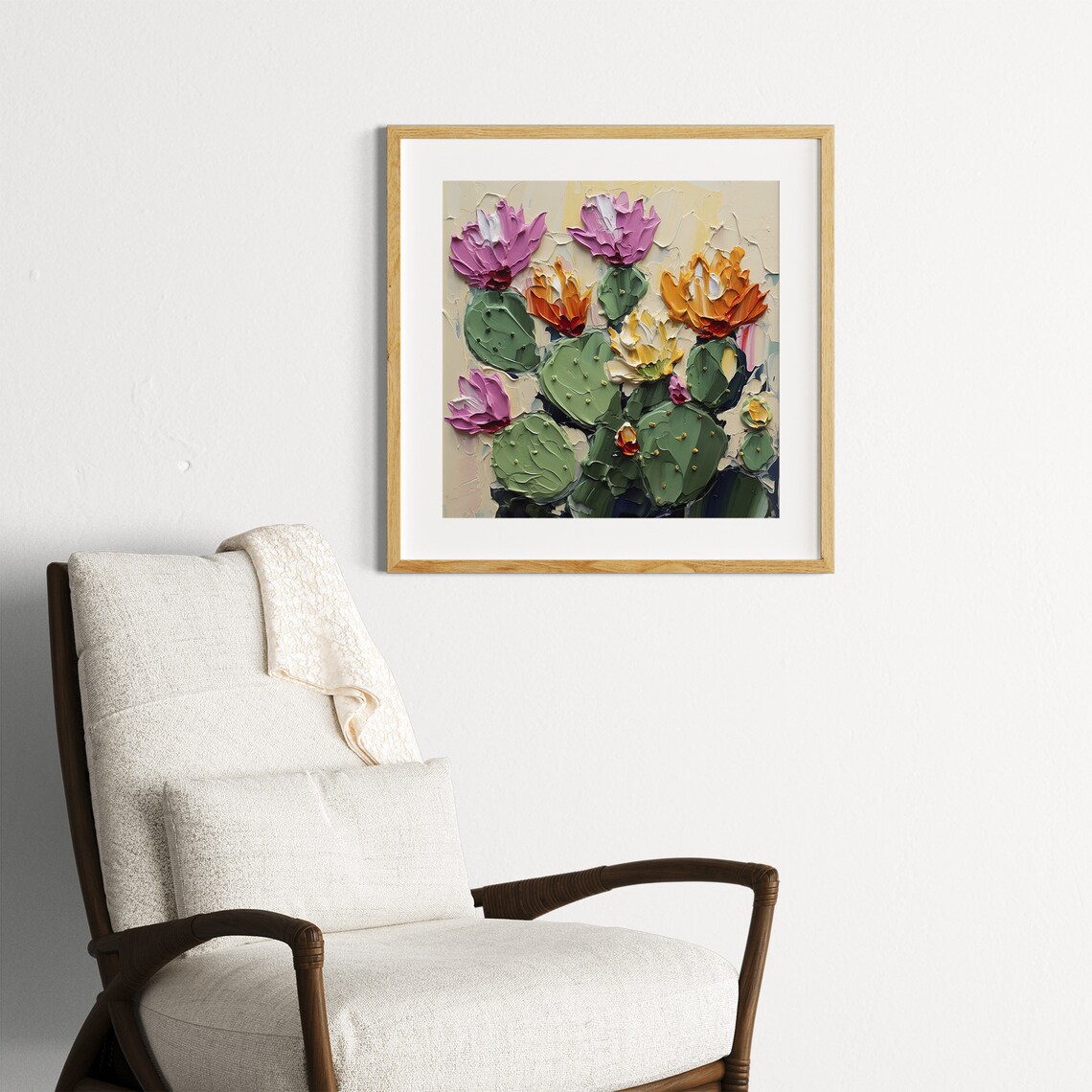 Cactus Flowers Oil Painting Art Print, Botanical Decor - Image 3