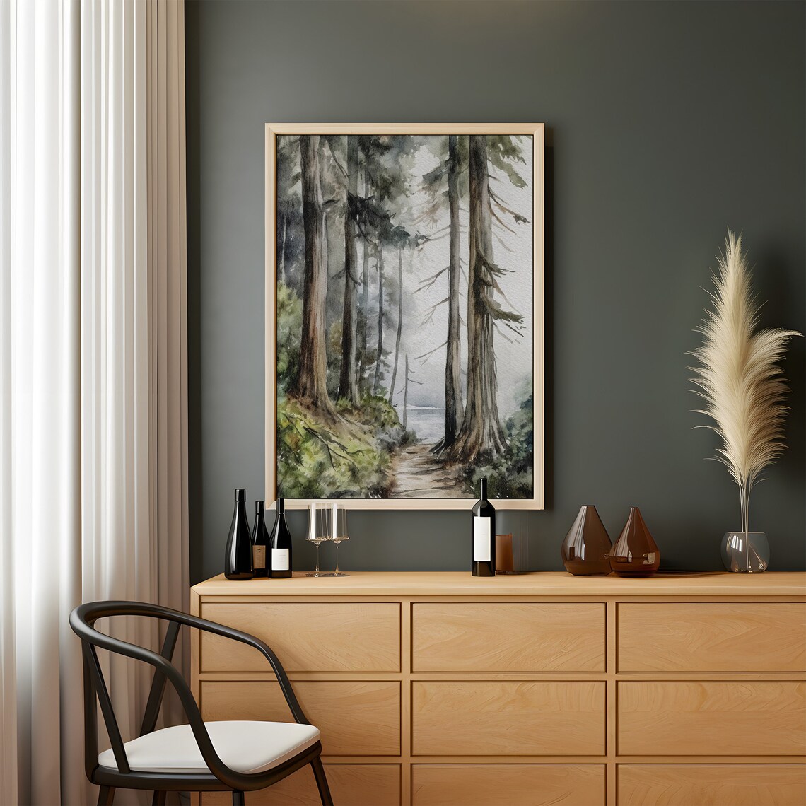 Oregon Forest Watercolor Art Print, Evergreen Pines - Image 2