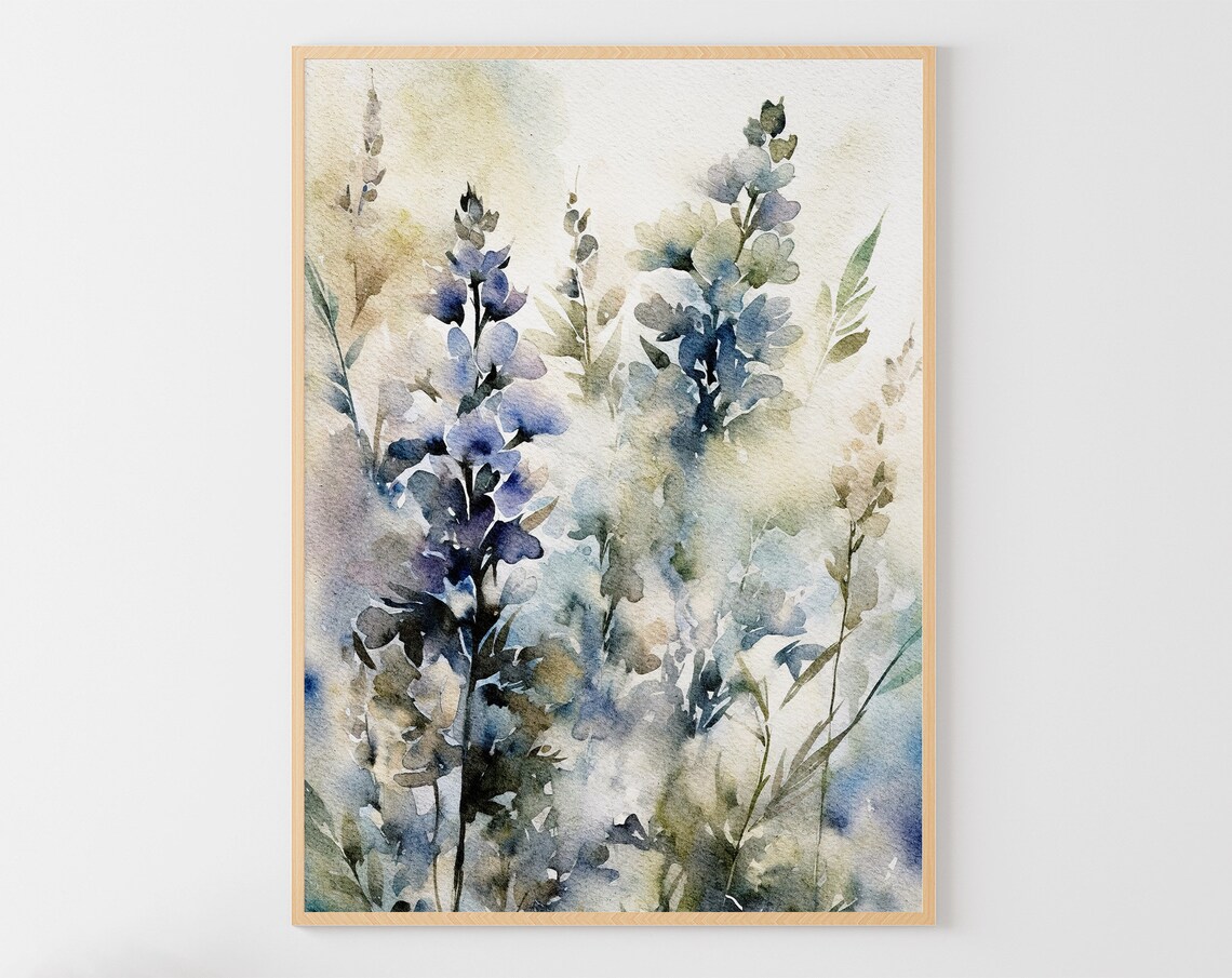 Bluebonnets Watercolor Wildflower Meadow Art Print
