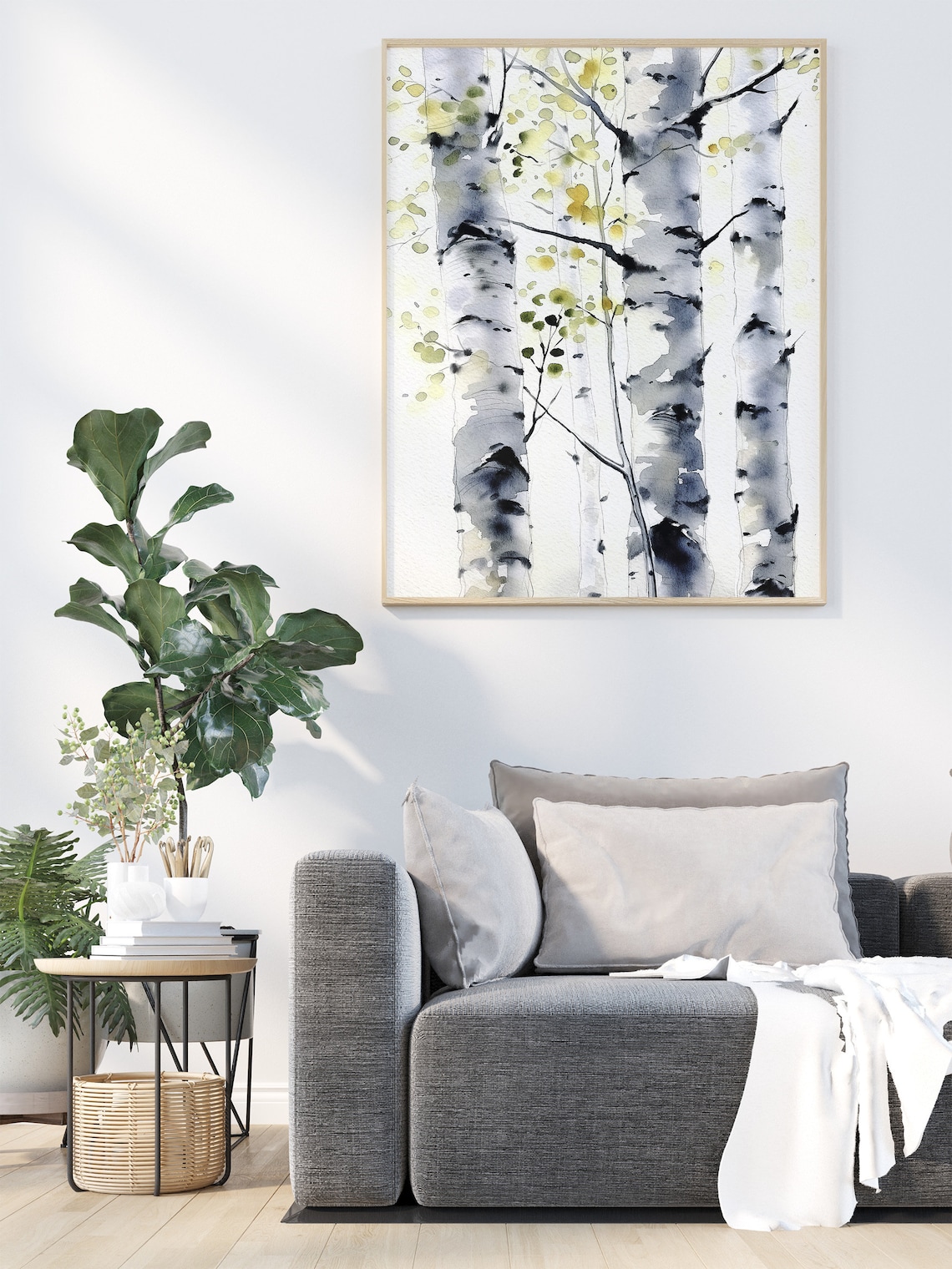 Birch Trees Watercolor Art Print, Spring Birch Grove - Image 5