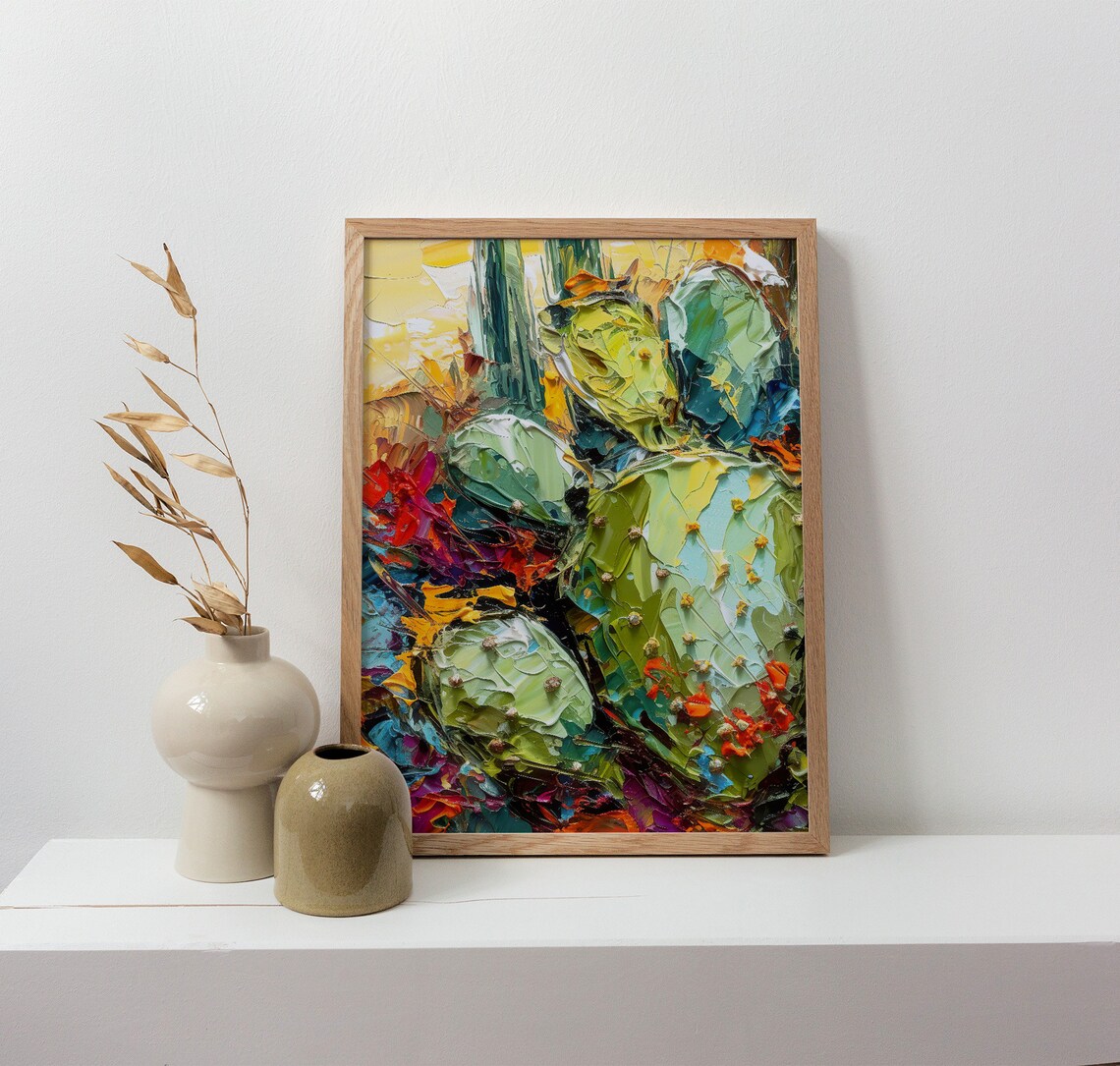Saguaro National Park Cactus Oil Print, Botanical Art - Image 4
