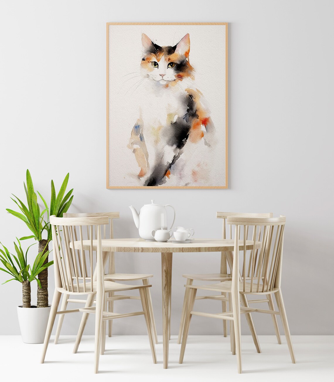 Calico Cat Watercolor Pet Portrait, Art Print - Image 4