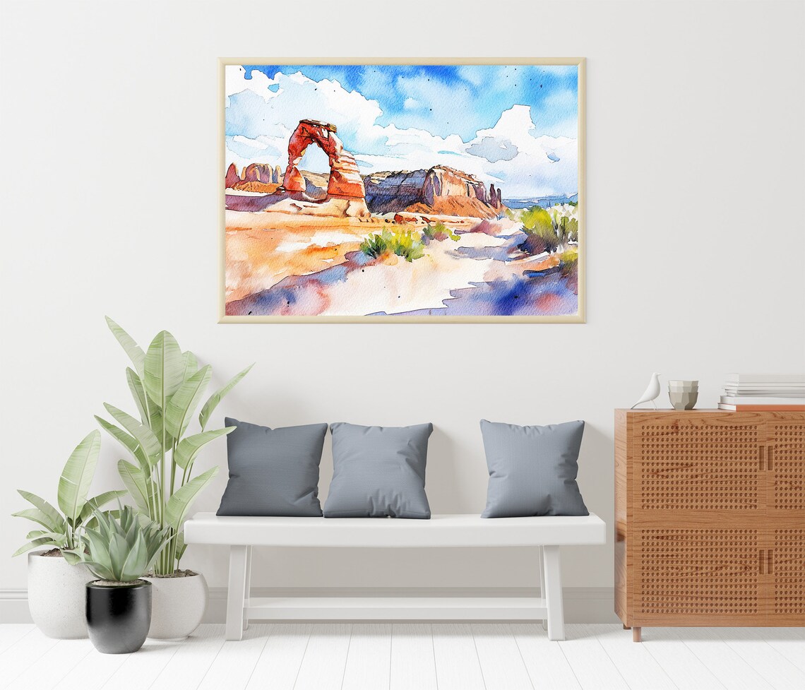 Arches National Park, Delicate Arch Watercolor Art Print - Image 4