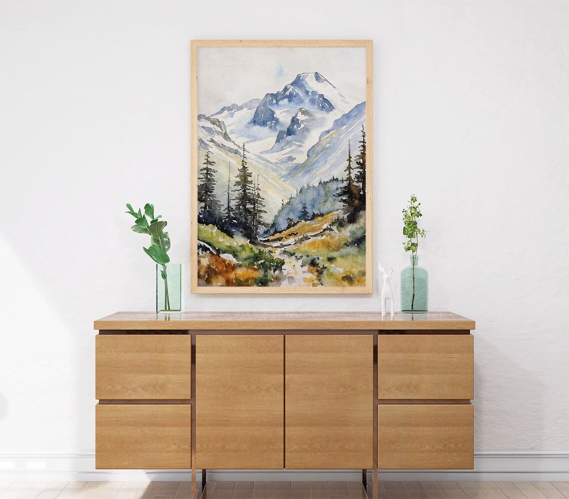 North Cascades Watercolor, Mt Baker Trail Art Print - Image 3