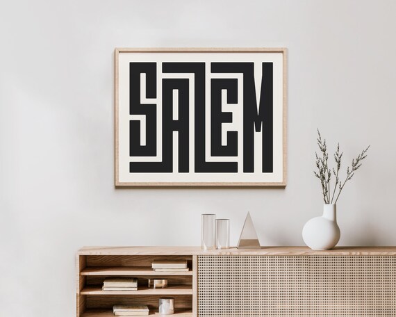 Salem Bold Black Typography City Name Maximalist Modern Art Poster