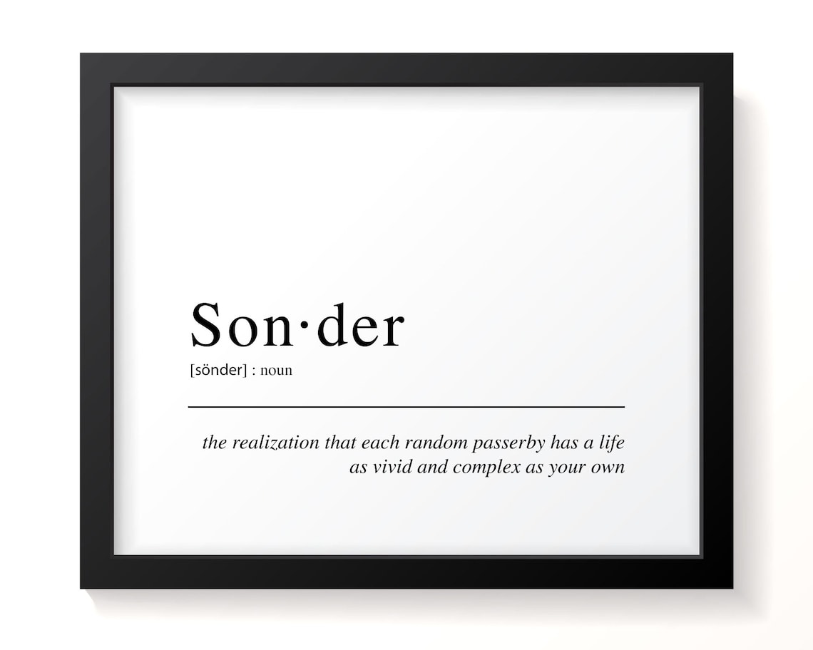 Sonder Dictionary Definition Typography Black and White Word Art Poster